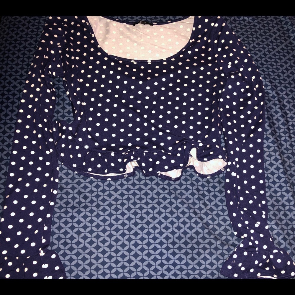 Navy blue dotted cropped shirt